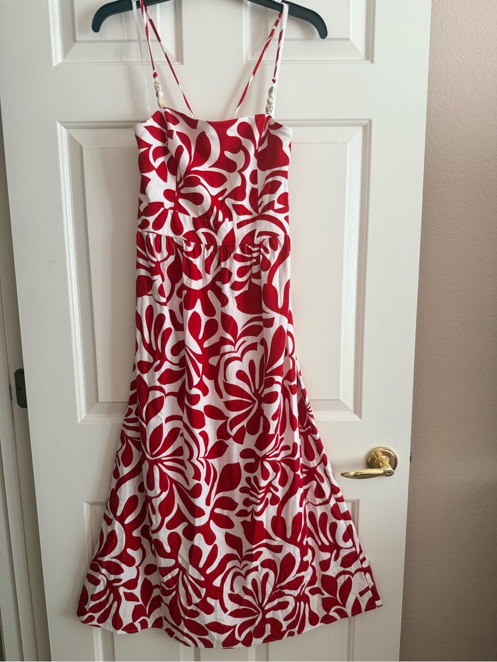 Monteau Red and White Floral Midi Dress